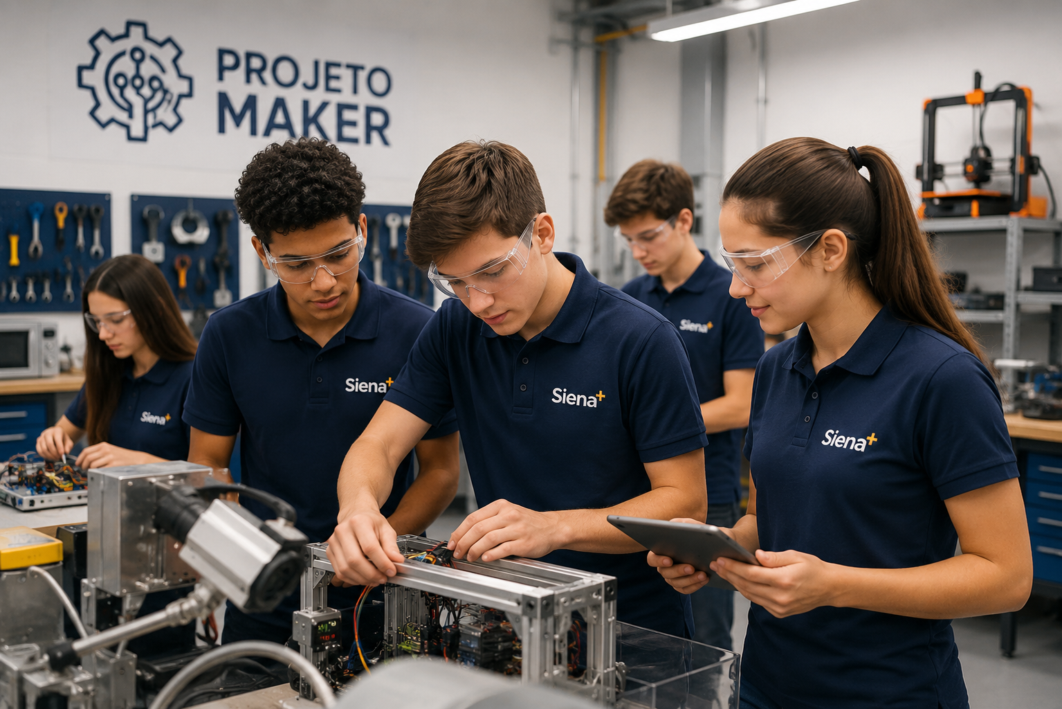 Alunos do Siena+ participando do Projeto Maker